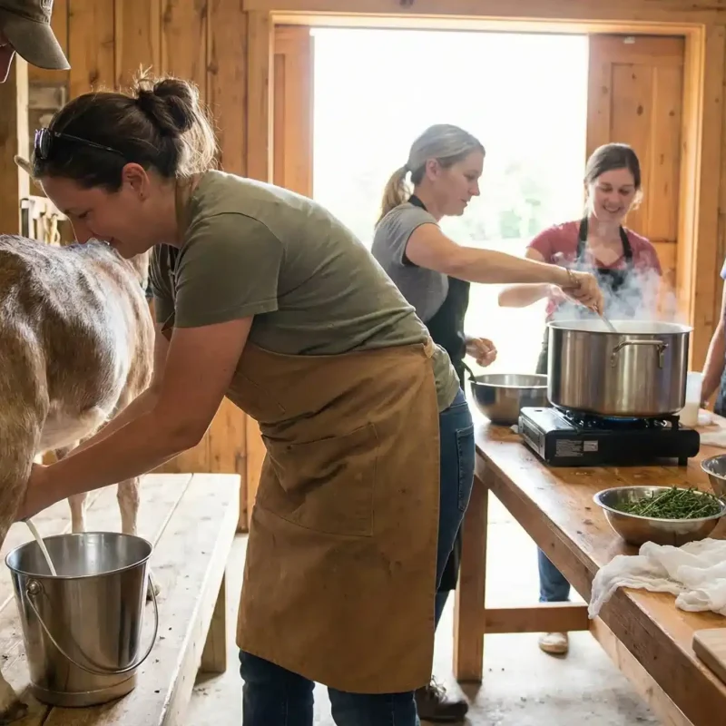 Goat milking + cheese-making workshop